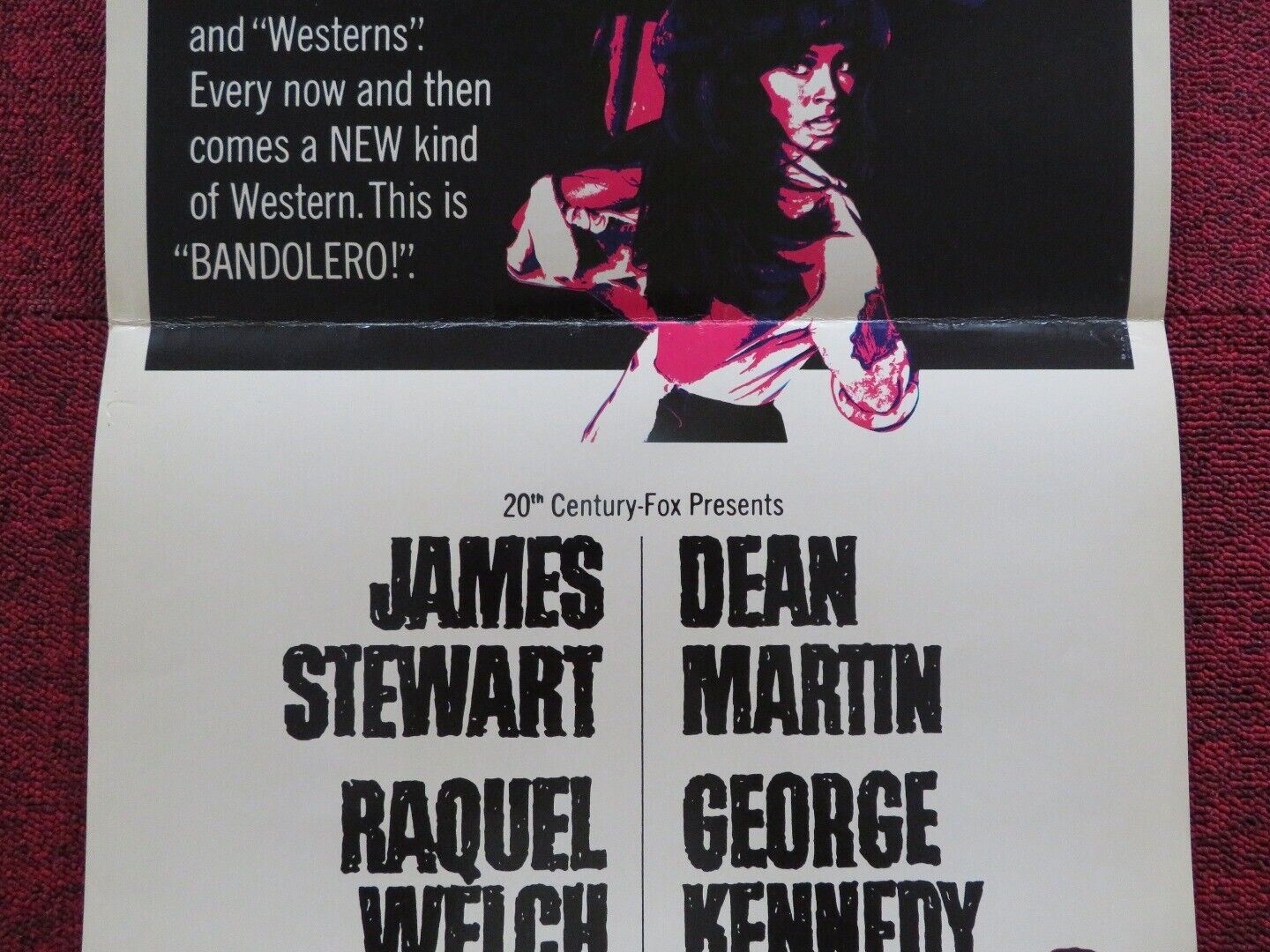 BANDOLERO FOLDED US INSERT (14"x 36") POSTER JAMES STEWART DEAN MARTIN 1968