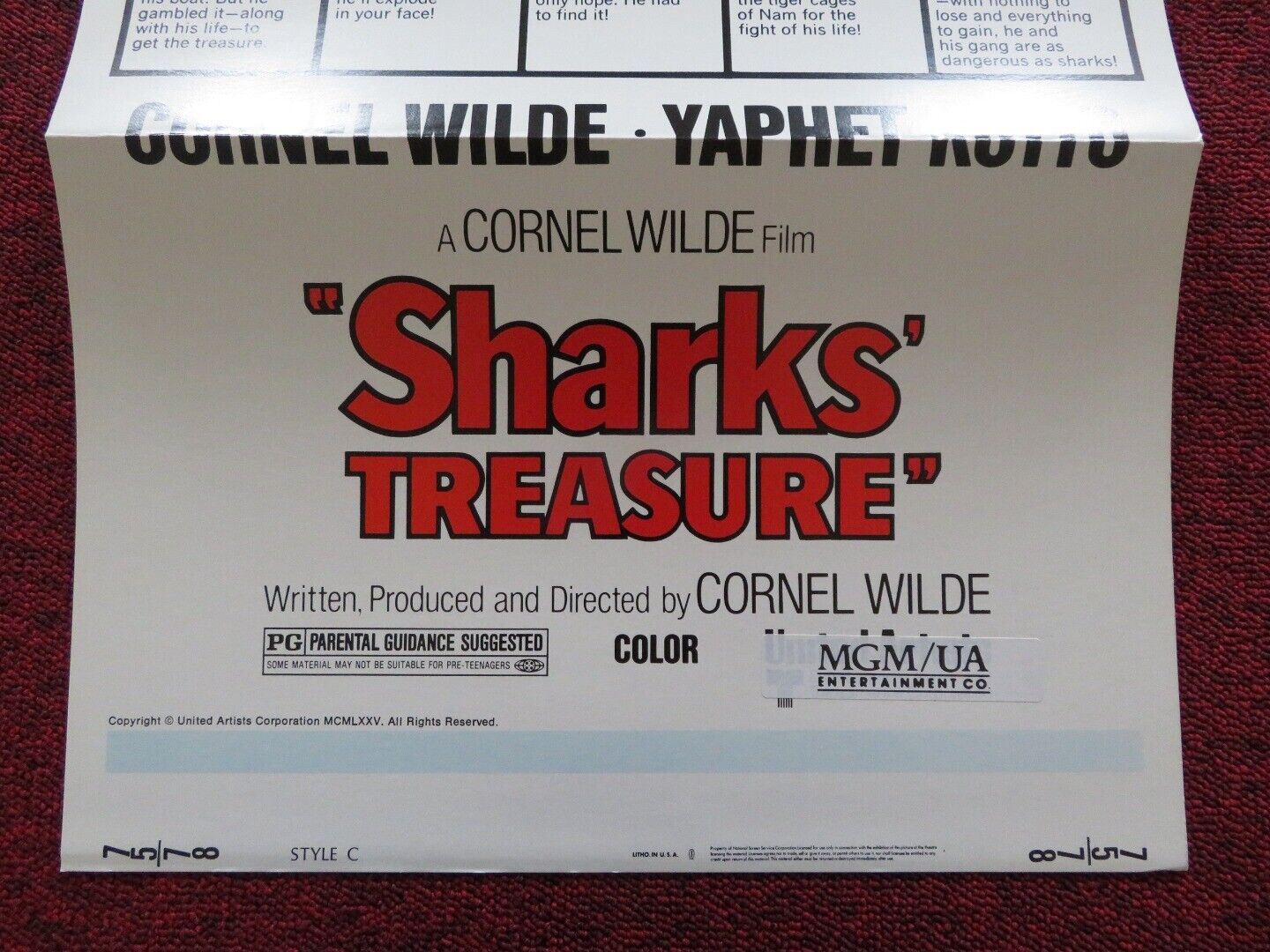 SHARKS' TREASURE - STYLE C FOLDED US INSERT (14"x 36") POSTER CORNEL WILDE 1975