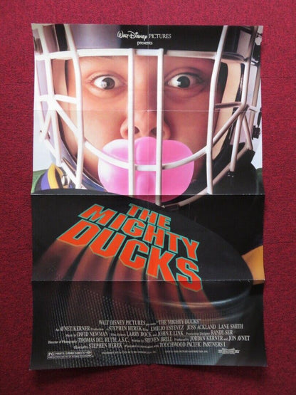 THE MIGHTY DUCKS  FOLDED US ONE SHEET POSTER DISNEY EMILIO ESTEVEZ 1992