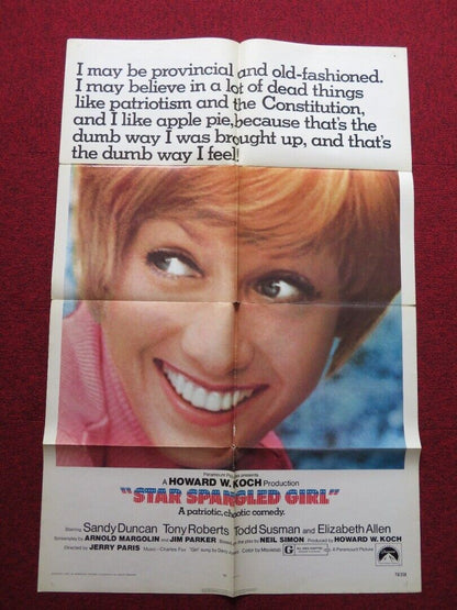 STAR SPANGLED GIRL  FOLDED US ONE SHEET POSTER SANDY DUNCAN TONY ROBERTS 1971