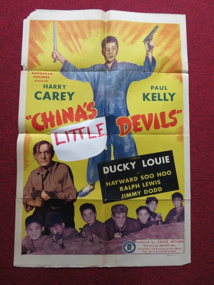 CHINA'S LITTLE DEVILS FOLDED US ONE SHEET POSTER HARRY CAREY PAUL KELLY 1945