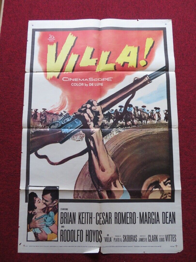 VILLA FOLDED US ONE SHEET POSTER BRIAN KEITH CEASR ROMERO 1958