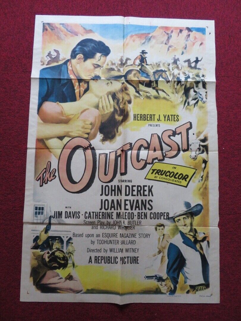 OUTCAST FOLDED US ONE SHEET POSTER JOHN DEREK JOAN EVENS 1954