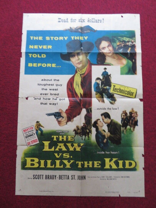 THE LAW VS BILLY THE KID FOLDED US ONE SHEET POSTER SCOTT BRADY B. ST. JOHN 1954