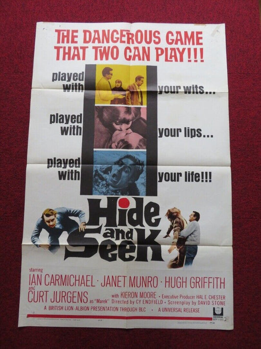 HIDE AND SEEK FOLDED US ONE SHEET POSTER IAN CARMICHAEL CURD JURGENS 1964