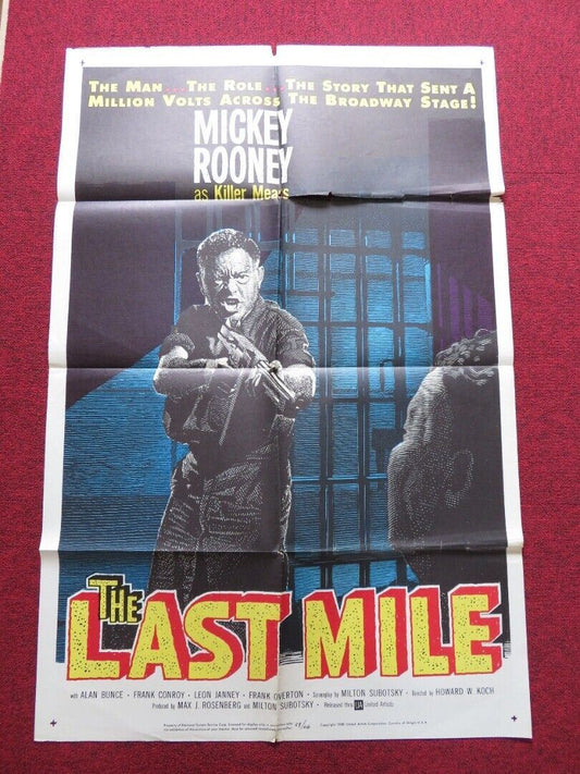 THE LAST MILE FOLDED US ONE SHEET POSTER MICKEY ROONEY FRANK OVERTON 1959