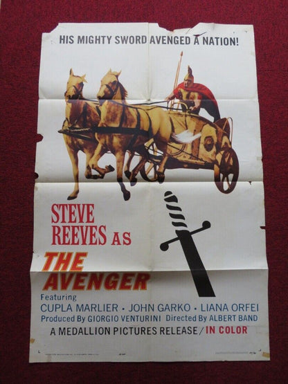 THE AVENGER FOLDED US ONE SHEET POSTER STEVE REEVES CUPLA MARLIER 1964