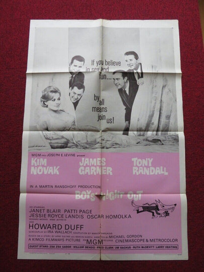 BOYS' NIGHT OUT FOLDED US ONE SHEET POSTER KIM NOVAK JAMES GARNER 1962