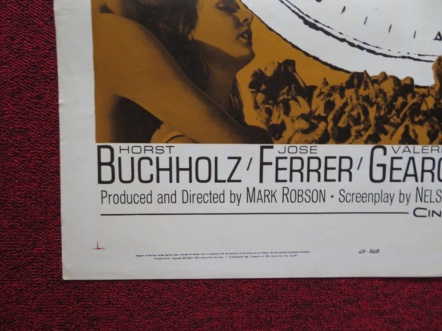 NINE HOURS TO RAMA FOLDED US ONE SHEET POSTER HORST BUCHHOLZ JOSE FERRER 1963