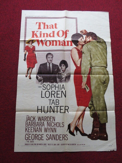 THAT KIND OF WOMAN FOLDED US ONE SHEET POSTER SOPHIA LOREN TAB HUNTER 1959