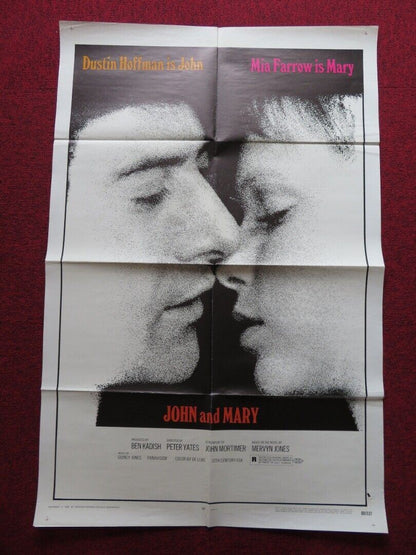 JOHN AND MARY FOLDED US ONE SHEET POSTER DUSTIN HOFFMAN MIA FARROW 1969