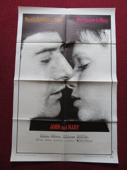 JOHN AND MARY FOLDED US ONE SHEET POSTER DUSTIN HOFFMAN MIA FARROW 1969