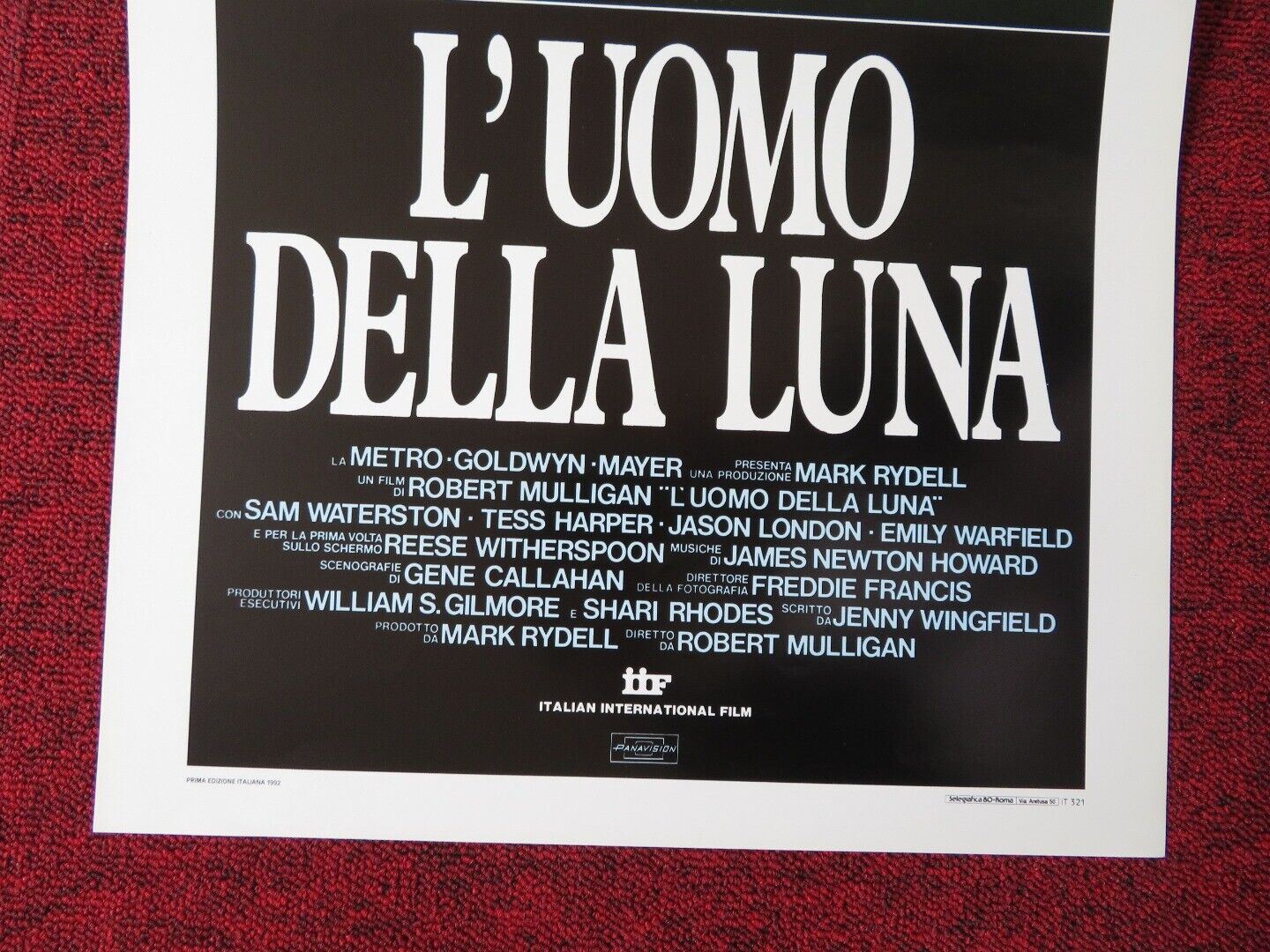 L'UOMO DELLA LUNA ITALIAN LOCANDINA (27.5"x13") POSTER REECE WITHERSPOON 1992