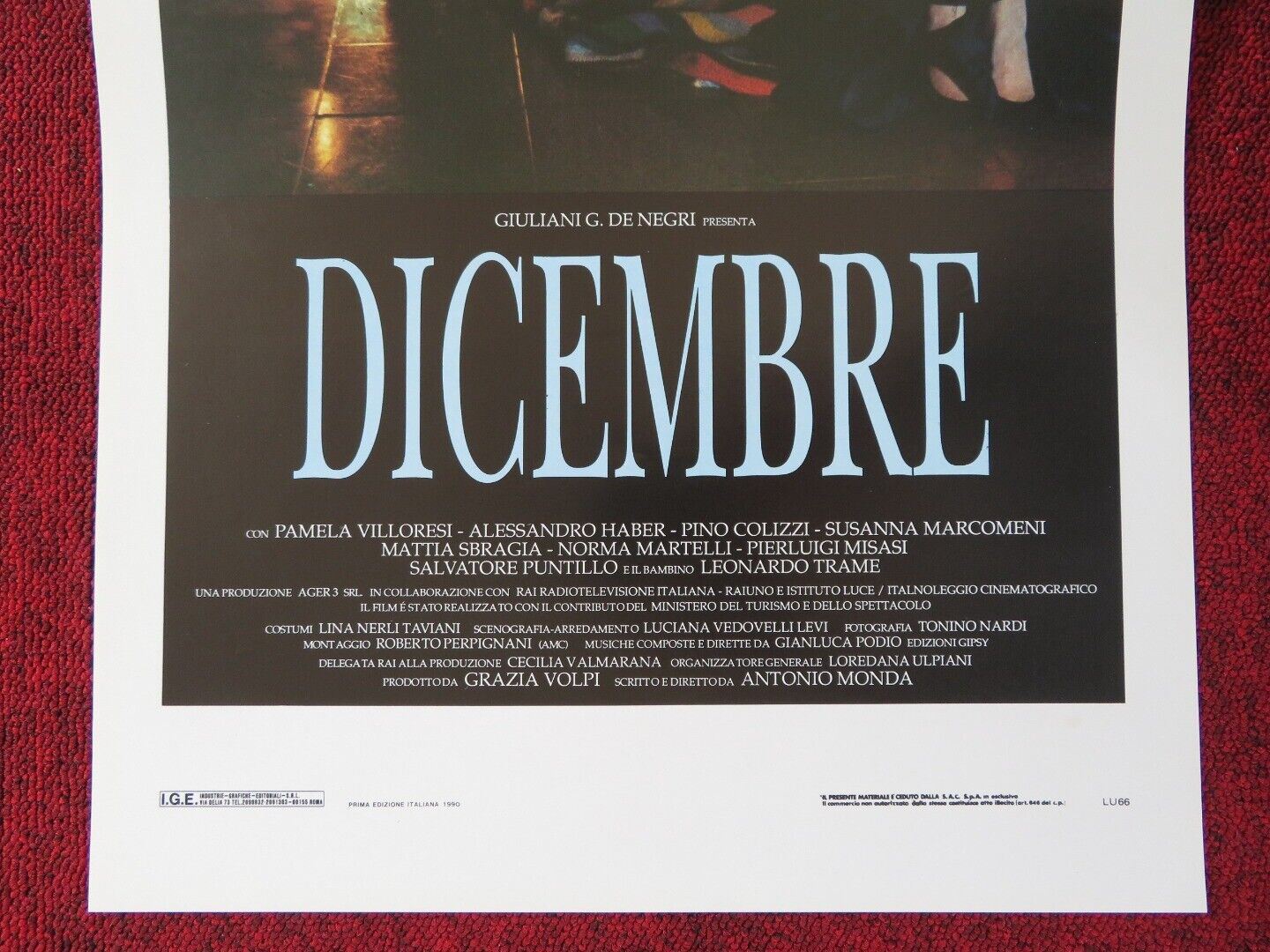 DICEMBRE ITALIAN LOCANDINA (27.5"x13") POSTER PAMELA VILLORESI 1990