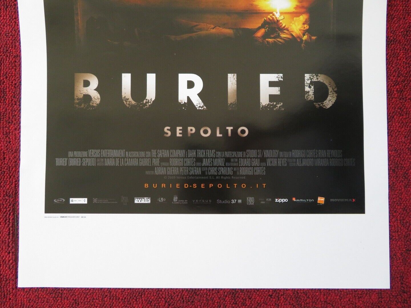 BURIED  ITALIAN LOCANDINA (27.5"x13") POSTER RYAN REYNOLDS ROBERT PATERSON 2010