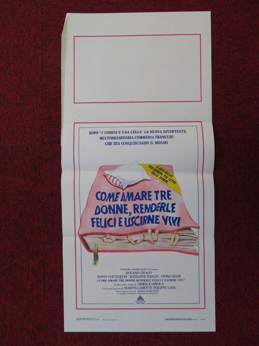 COME AMARE TRE DONNE,RENDERLE FELICI.. ITALIAN LOCANDINA (27.5"x13") POSTER '88