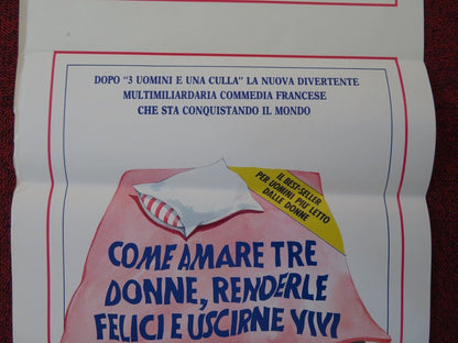 COME AMARE TRE DONNE,RENDERLE FELICI.. ITALIAN LOCANDINA (27.5"x13") POSTER '88