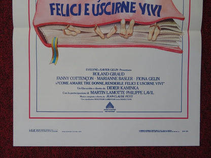 COME AMARE TRE DONNE,RENDERLE FELICI.. ITALIAN LOCANDINA (27.5"x13") POSTER '88