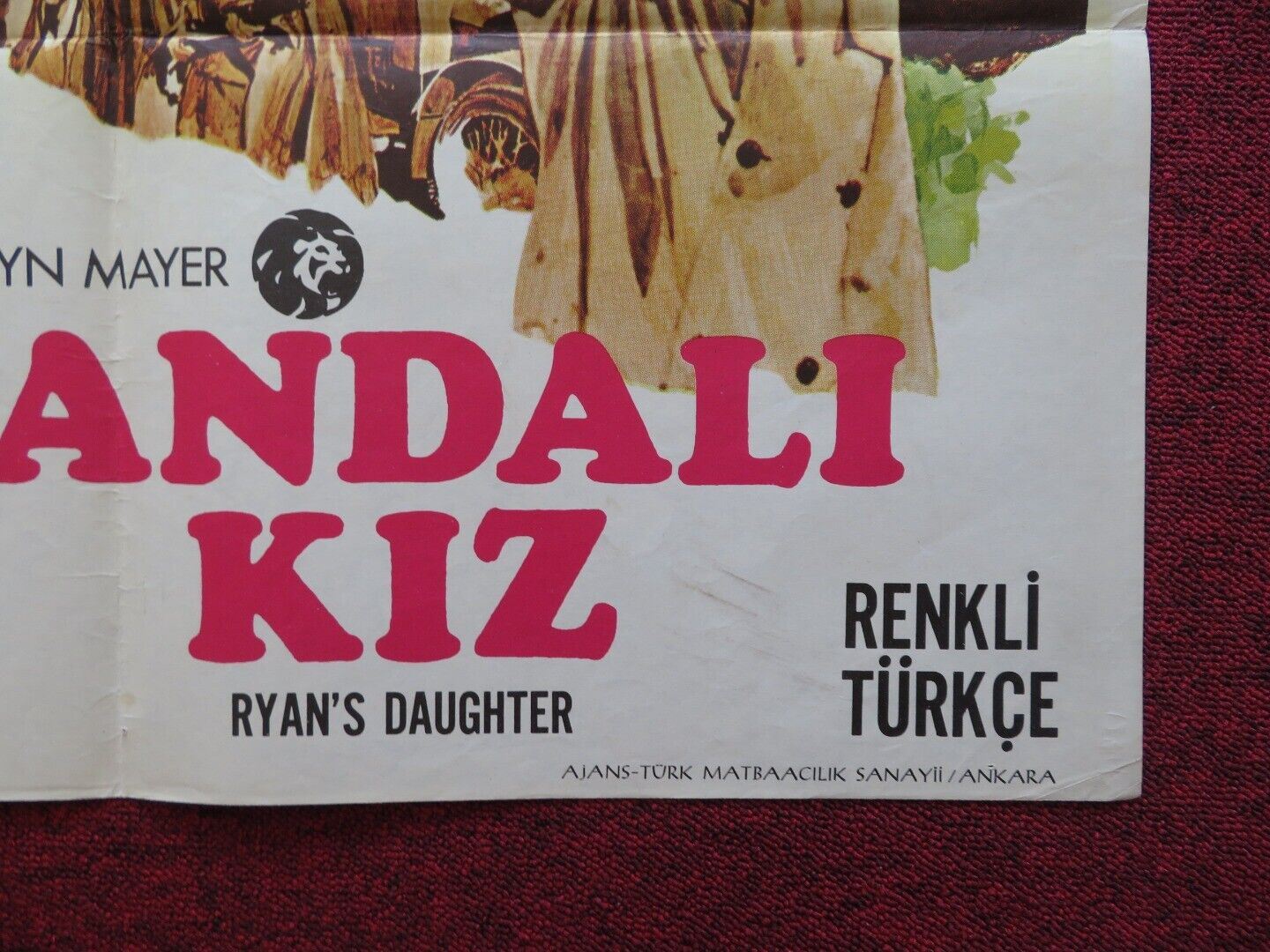 RYAN'S DAUGHTER FOLDED ONE SHEET TURKISH POSTER ROBERT MITCHUM TREVOR HOWARD