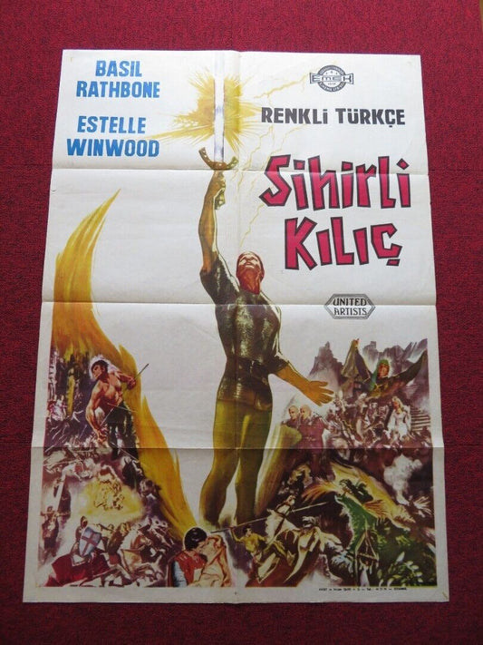 THE MAGIC SWORD FOLDED TURKISH ONE SHEET POSTER BASIL RATHBONE ESTELLE WINWOOD