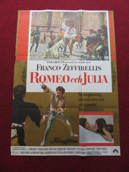 ROMEO AND JULIET FOLDED SWEDISH ONE SHEET POSTER OLIVIA HUSSEY LEONARD WHITING