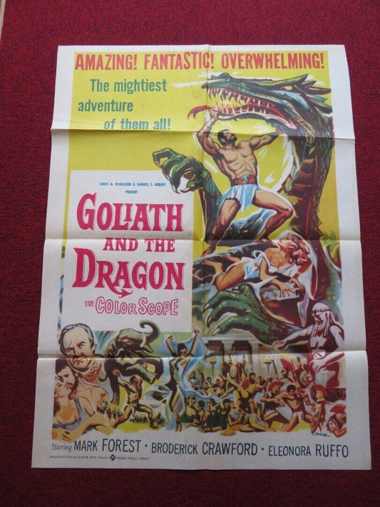 GOLIATH AND THE DRAGON FOLDED TURKISH ONE SHEET POSTER MARK FOREST 1960