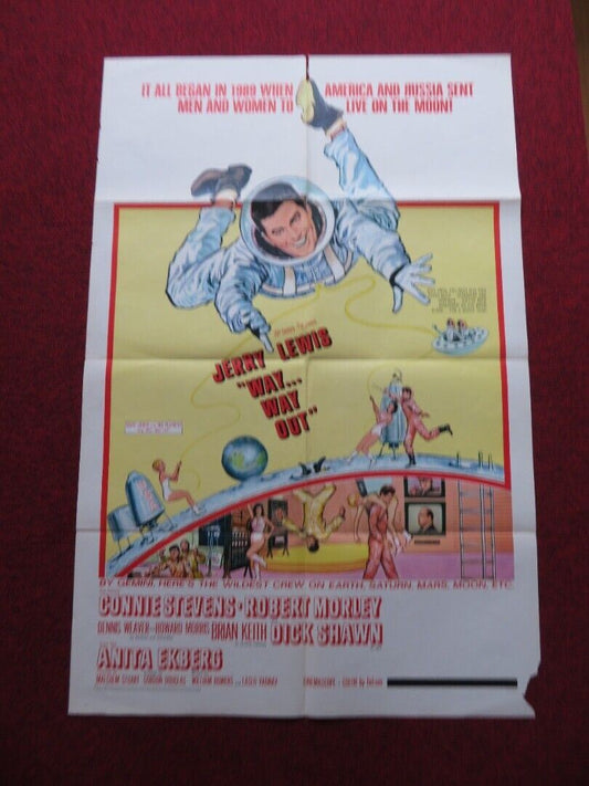 WAY WAY OUT FOLDED US ONE SHEET POSTER JERRY LEWIS CONNIE STEVENS 1966