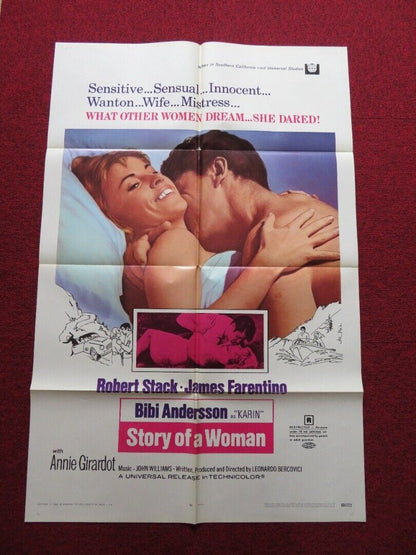 STORY OF A WOMAN FOLDED US ONE SHEET POSTER BIBI ANDERSSON ROBERT STACK 1969