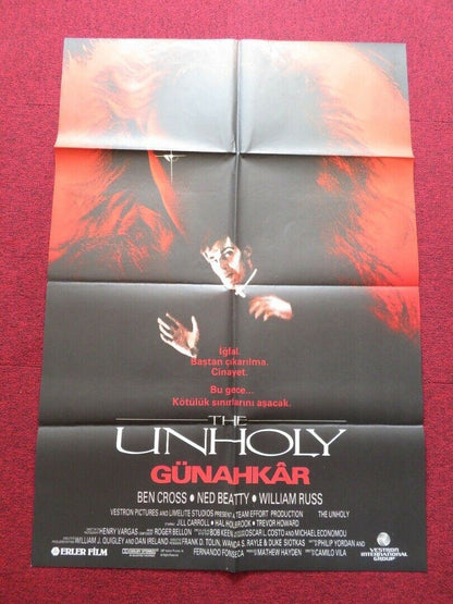 THE UNHOLY FOLDED TURKISH ONE SHEET POSTER RUBEN RABASA NICOLE FORTIER 1988