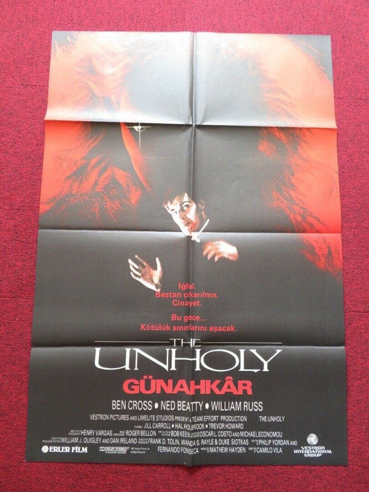 THE UNHOLY FOLDED TURKISH ONE SHEET POSTER RUBEN RABASA NICOLE FORTIER 1988