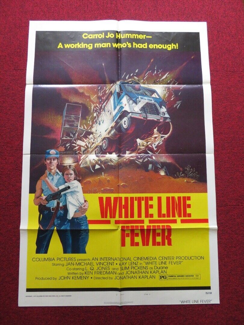 WHITE LINE FEVER FOLDED US ONE SHEET POSTER JAN-MICHAEL VINCENT KAY LENZ 1975