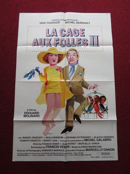 LA CAGE AUX FOLLES II FOLDED US ONE SHEET POSTER MICHEL SERRAULT U. TOGNAZZI '80