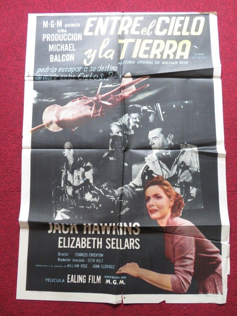 THE MAN IN THE SKY FOLDED ARGENTINA ONE SHEET POSTER JACK HAWKINS 1957