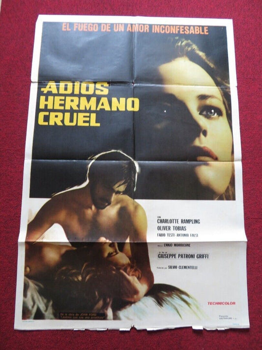 TIS A PITY SHE'S A WHORE FOLDED ARGENTINA ONE SHEET POSTER CHARLOTTE RAMPLING