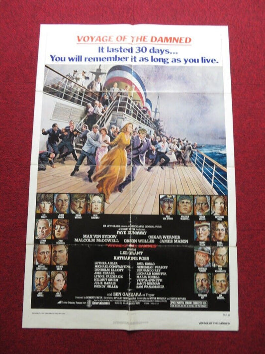 VOYAGE OF THE DAMNED FOLDED US ONE SHEET POSTER FAYE DUNAWAY OSKAR WERNER 1976