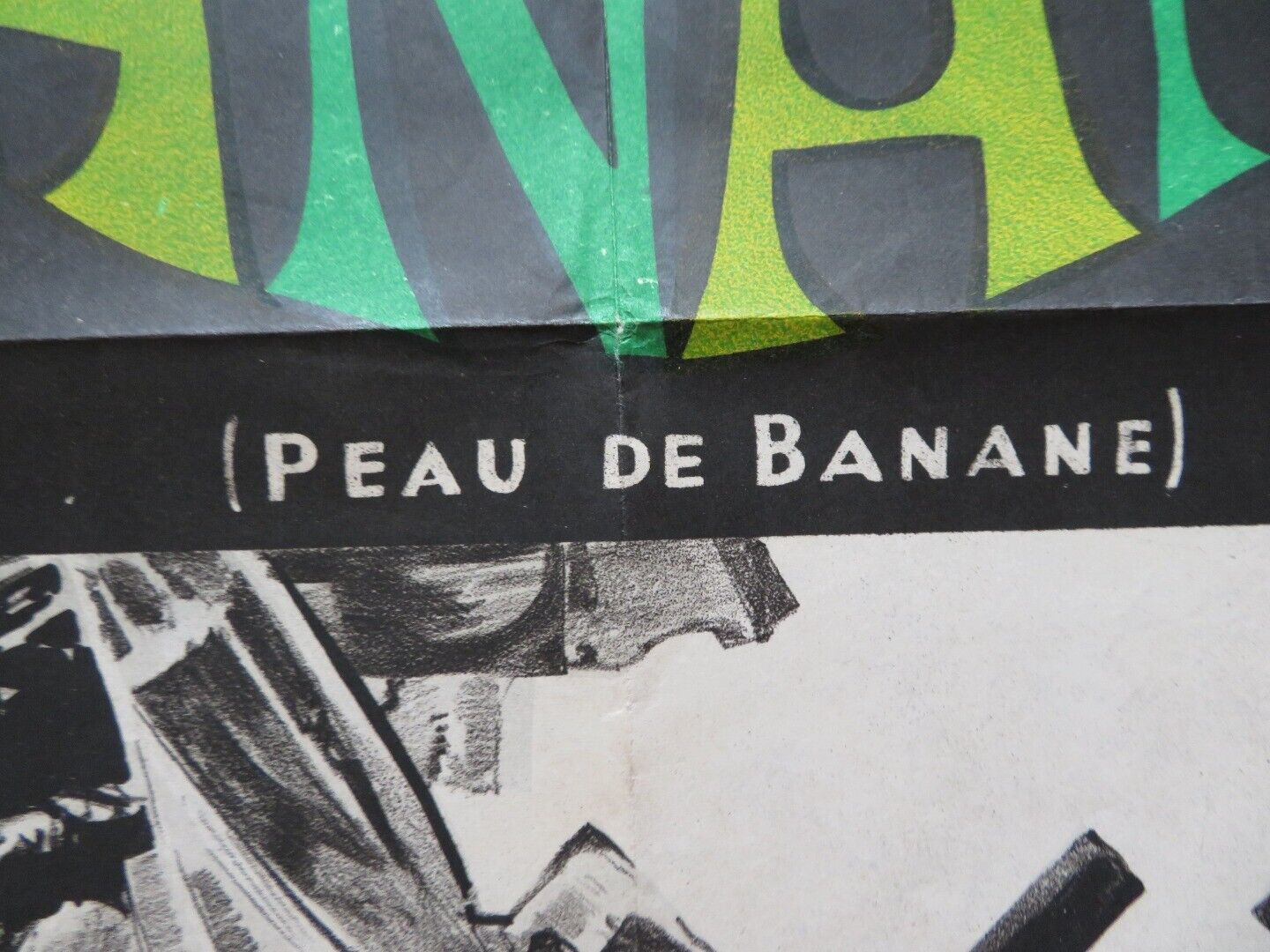 BANANA PEEL FOLDED ARGENTINA ONE SHEET POSTER JEANNE MOREAU JEAN PAUL BELMONDO