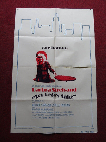 FOR PETE'S SAKE FOLDED US ONE SHEET POSTER BARBARA STREISAND M. SARRAZIN 1974