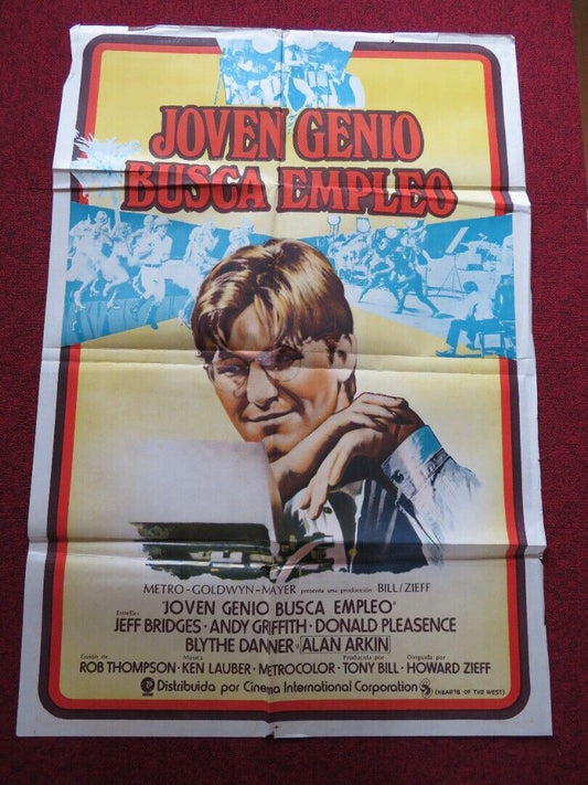 HEARTS OF THE WEST FOLDED ARGENTINA ONE SHEET POSTER JEFF BRIDGES ANDY GRIFFITH