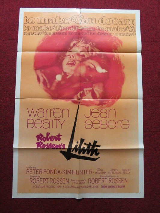 LILITH FOLDED US ONE SHEET POSTER WARREN BEATTY JEAN SEBERG 1964