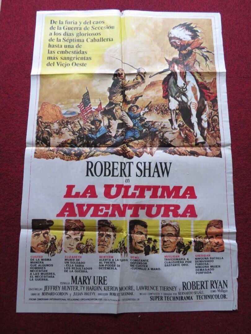 CUSTER OF THE WEST FOLDED ARGENTINA ONE SHEET POSTER ROBERT SHAW MARY URE 1967