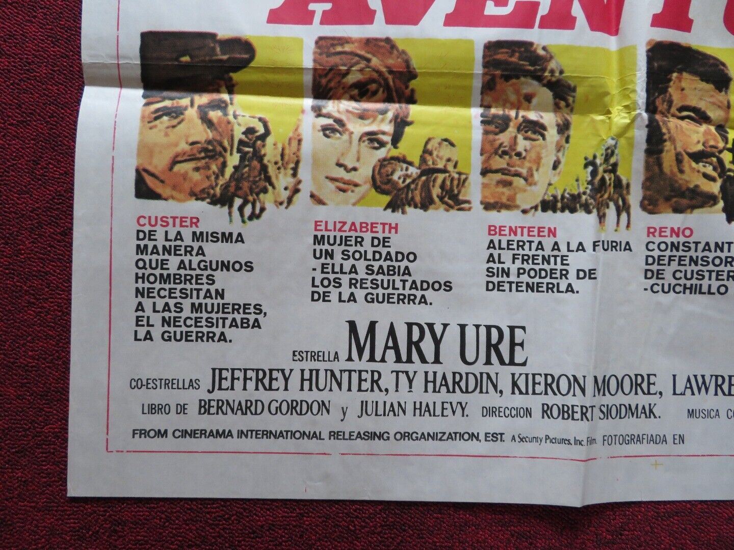 CUSTER OF THE WEST FOLDED ARGENTINA ONE SHEET POSTER ROBERT SHAW MARY URE 1967