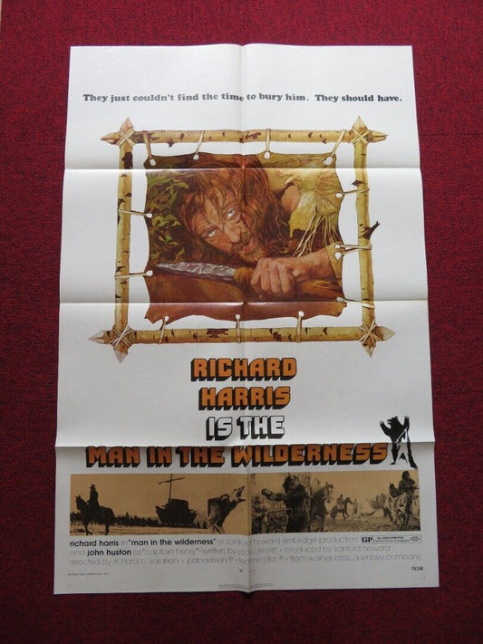 MAN IN THE WILDERNESS FOLDED US ONE SHEET POSTER RICHARD HARRIS 1971