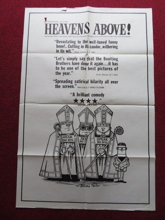 HEAVENS ABOVE FOLDED US ONE SHEET POSTER PETER SELLERS CECIL PARKER 1963