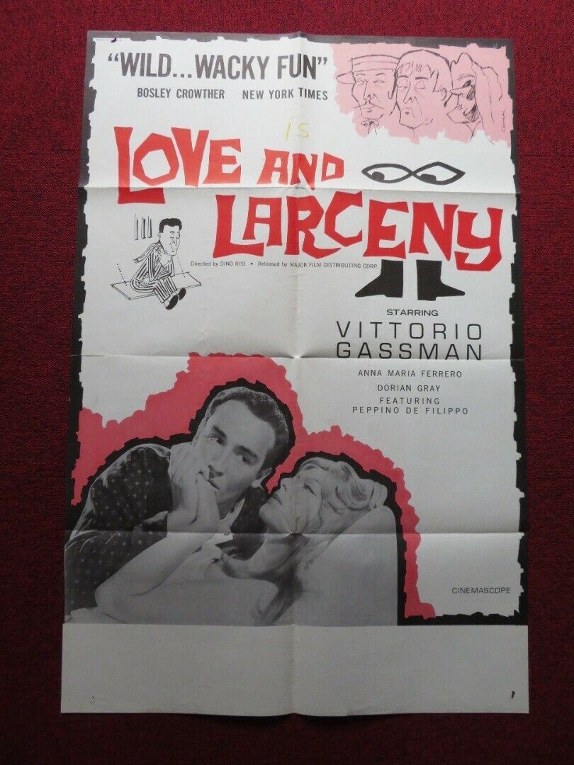 LOVE AND LARCENY FOLDED US ONE SHEET POSTER VITTORIO GASSMAN 1960