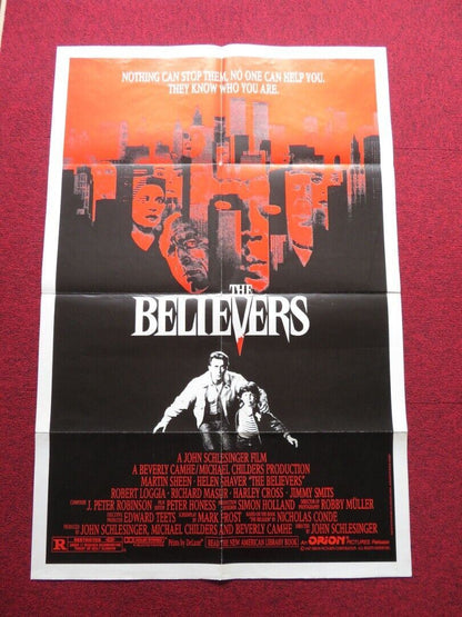 THE BELIEVERS FOLDED US ONE SHEET POSTER MARTIN SHEEN HELEN SHAVER 1987