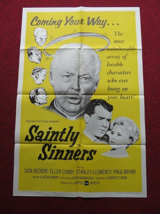 SAINTLY SINNERS FOLDED US ONE SHEET POSTER DON BEDDOE ELLEN CORBY 1962