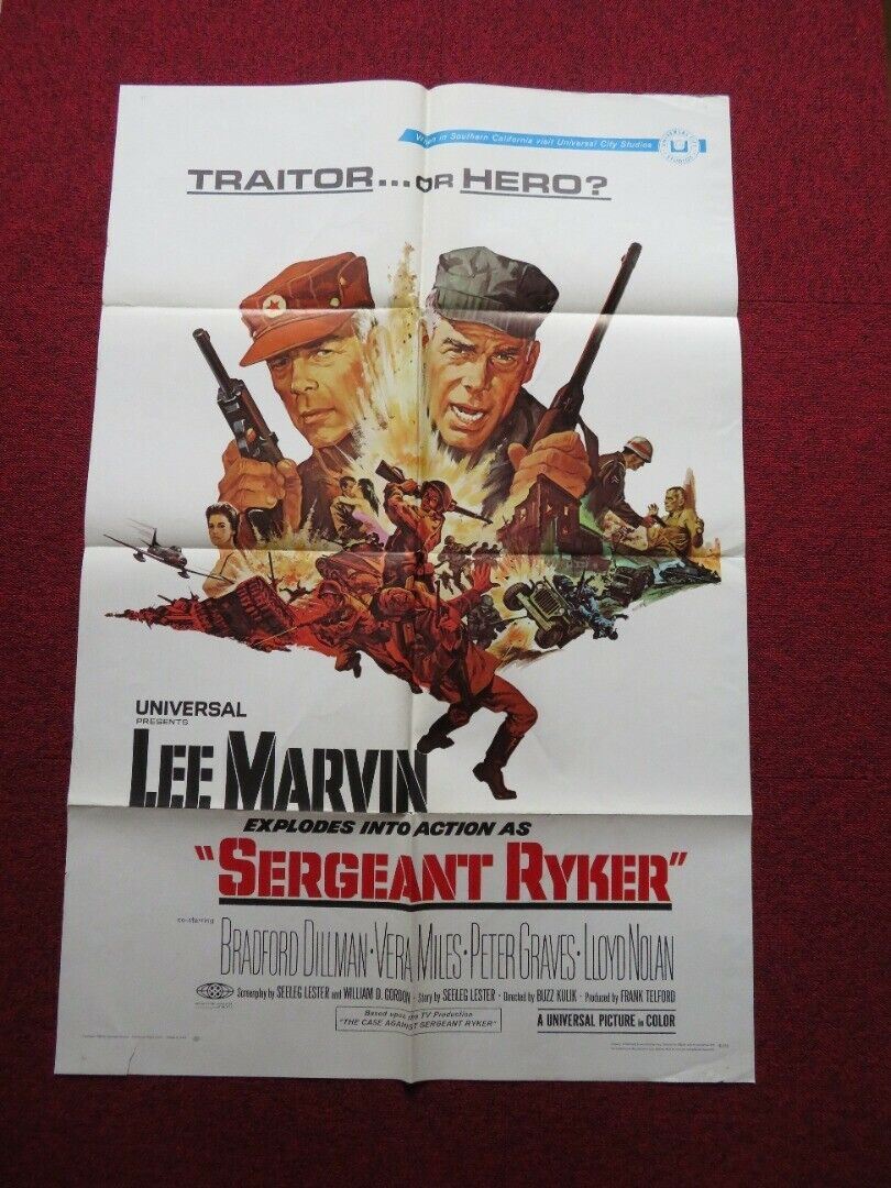 SERGEANT RYKER FOLDED US ONE SHEET POSTER LEE MARVIN VERA MILES 1968