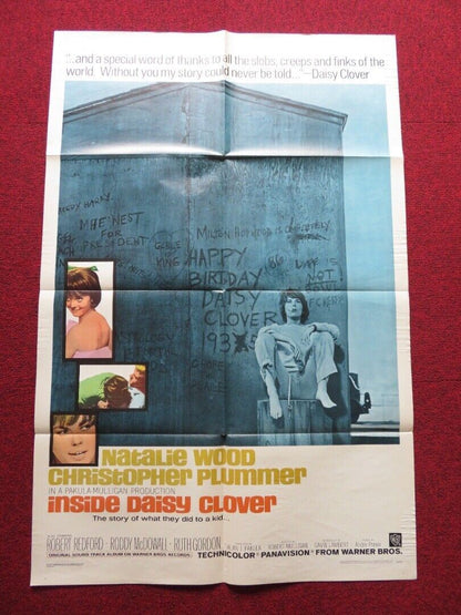 INSIDE DAISY CLOVER FOLDED US ONE SHEET POSTER NATALIE WOOD CHRIS. PLUMMER 1966