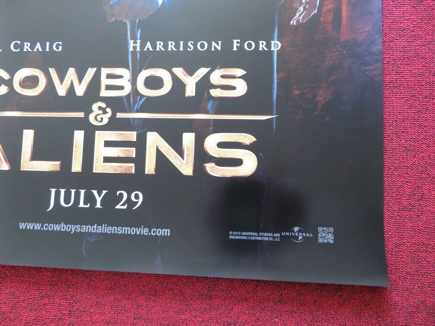 COWBOYS & ALIENS US ONE SHEET ROLLED POSTER DANIEL CRAIG HARRISON FORD 2011