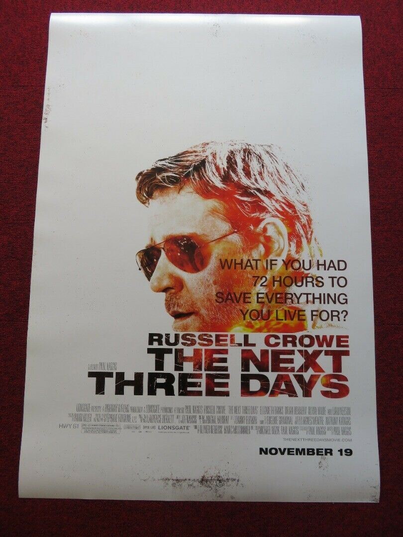 THE NEXT THREE DAYS US ONE SHEET ROLLED POSTER RUSSELL CROWE 2010